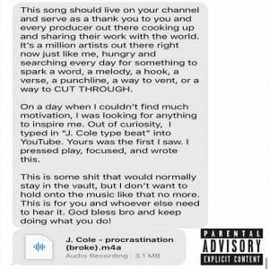 Procrastination (broke) Lyrics J. Cole